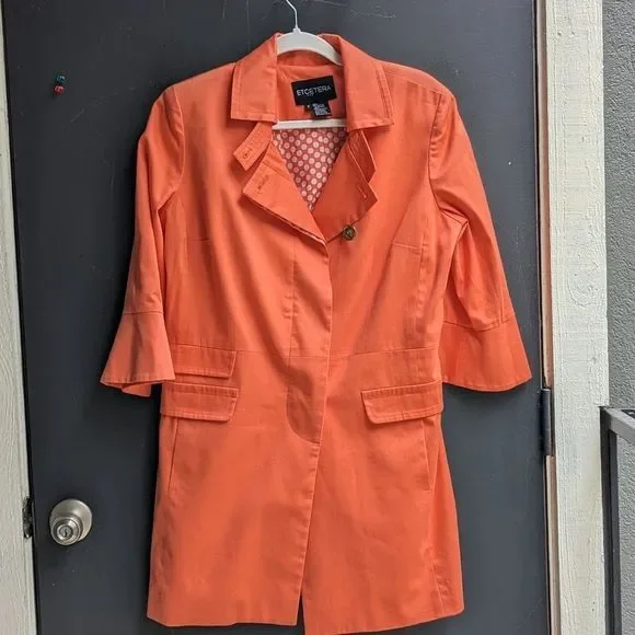 Etcetera Bell Sleeve Trenchcoat Peachy Coral - Picture 2 of 13